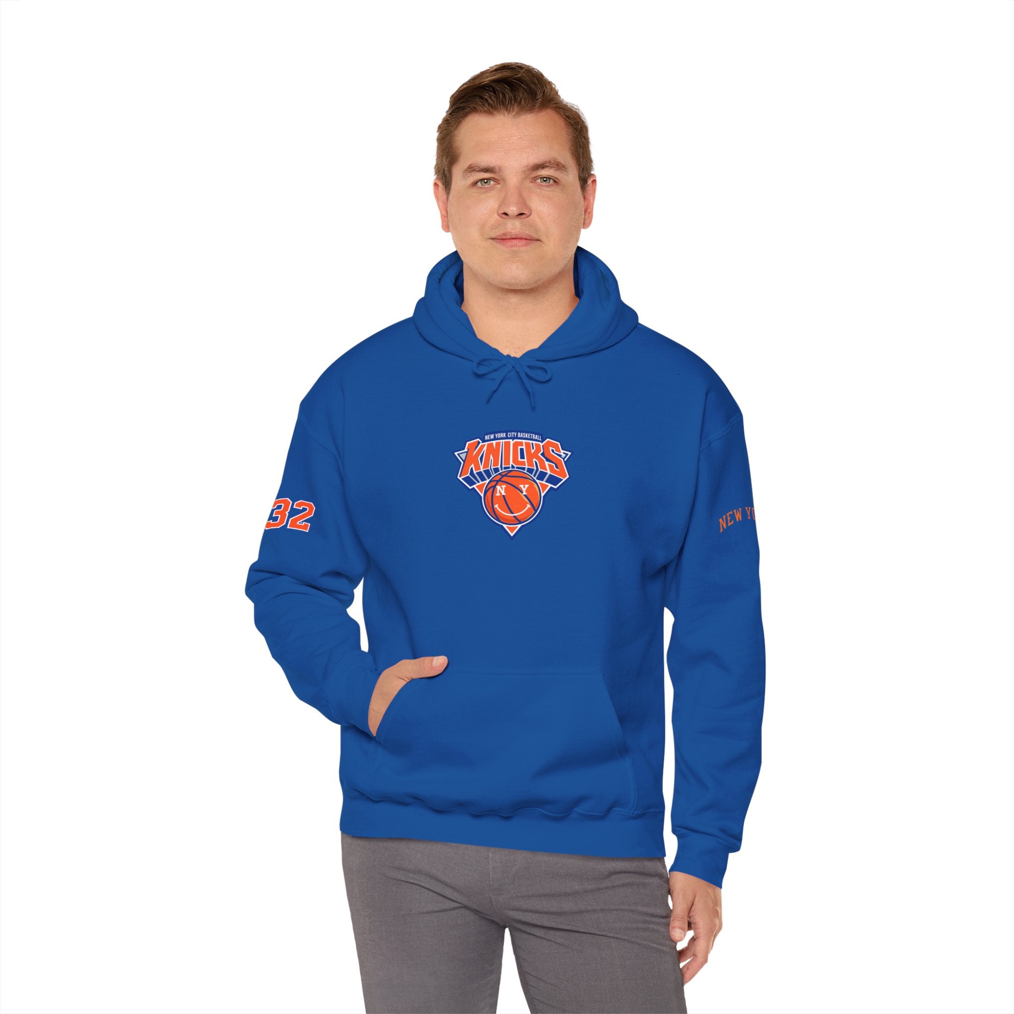 New York Knicks Jersey Hoodie — 'Towns 32' Retro Basketball Pullover