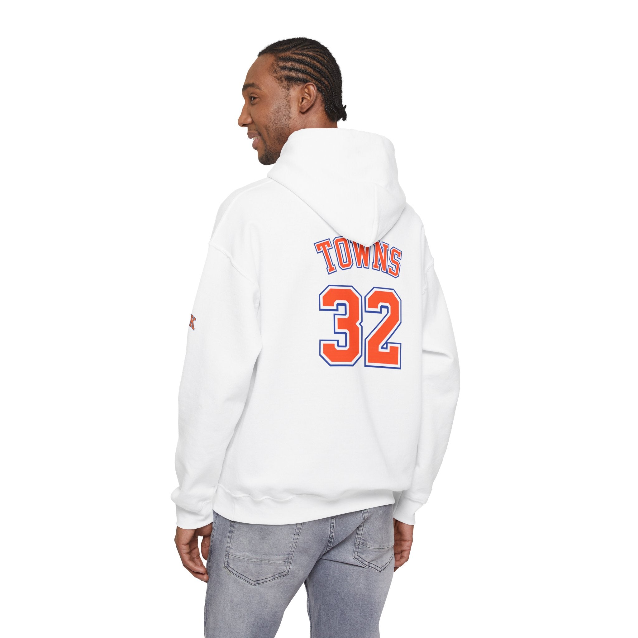 New York Knicks Jersey Hoodie — 'Towns 32' Retro Basketball Pullover