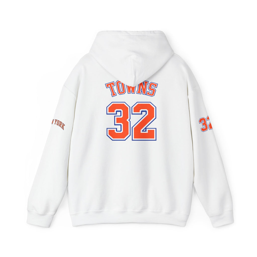 New York Knicks Jersey Hoodie — 'Towns 32' Retro Basketball Pullover