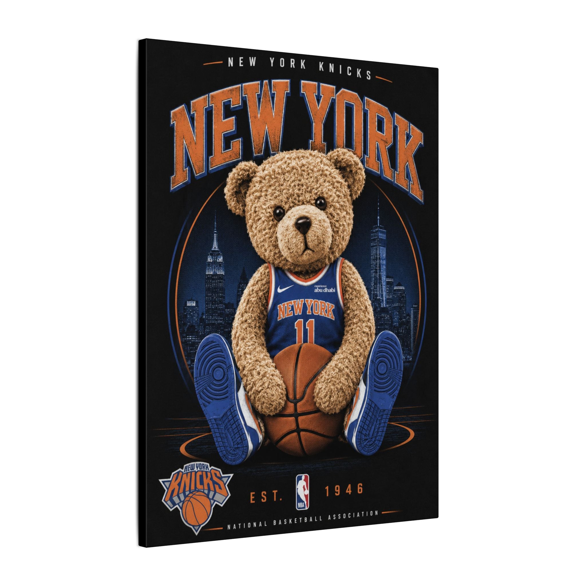 *LIMITED TIME* New York Knicks Teddy Bear Canvas Print — NBA Basketball Wall Art