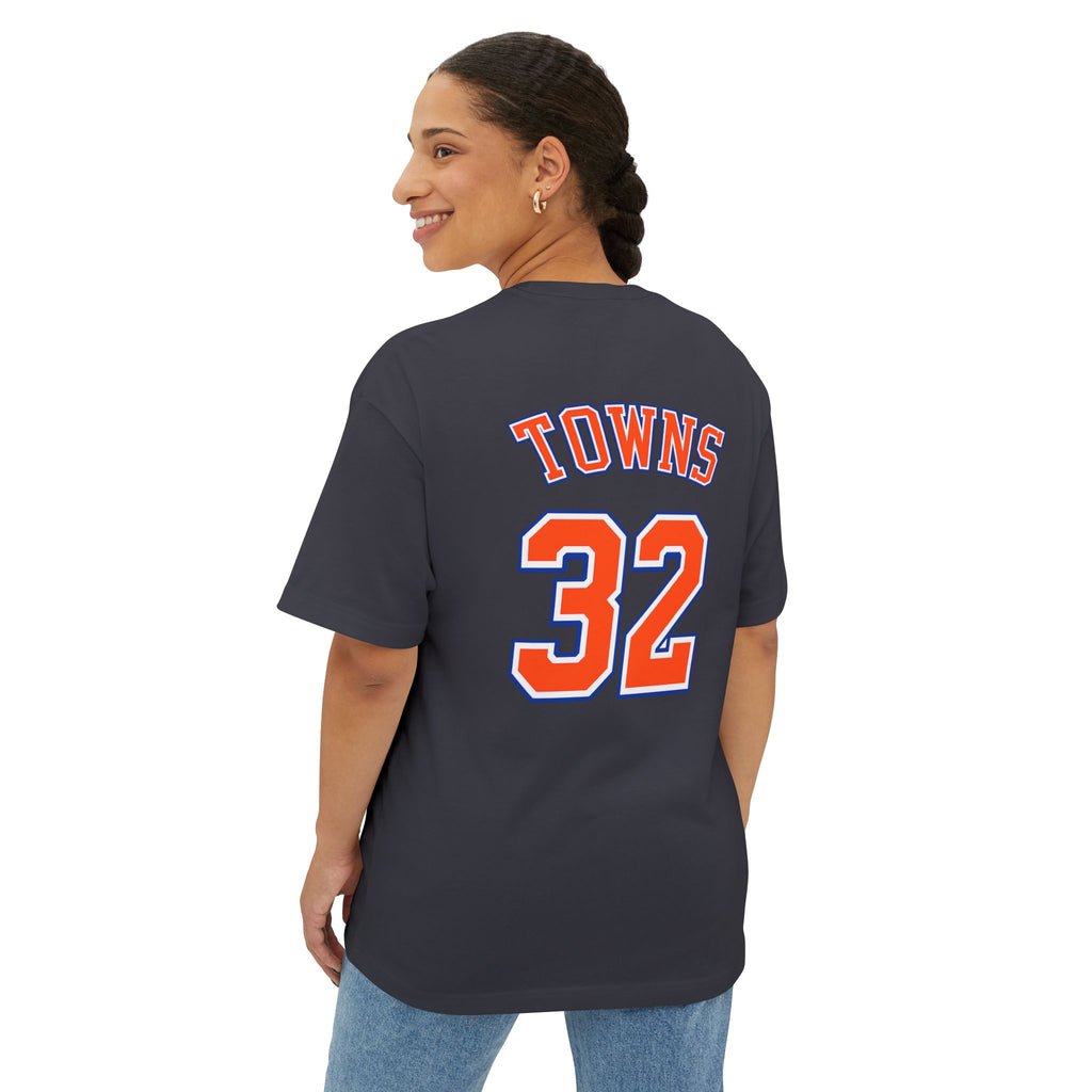 Knicks 'Towns 32' Boxy Tee — Retro Basketball Team Jersey Shirt