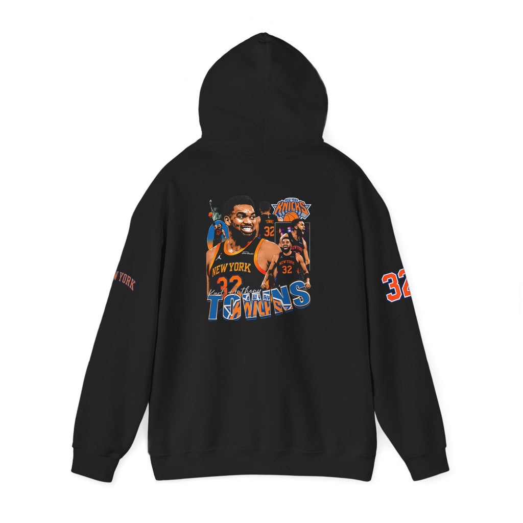 New York Knicks Retro Logo Hoodie — 32 Jersey Sleeve Basketball Pullover