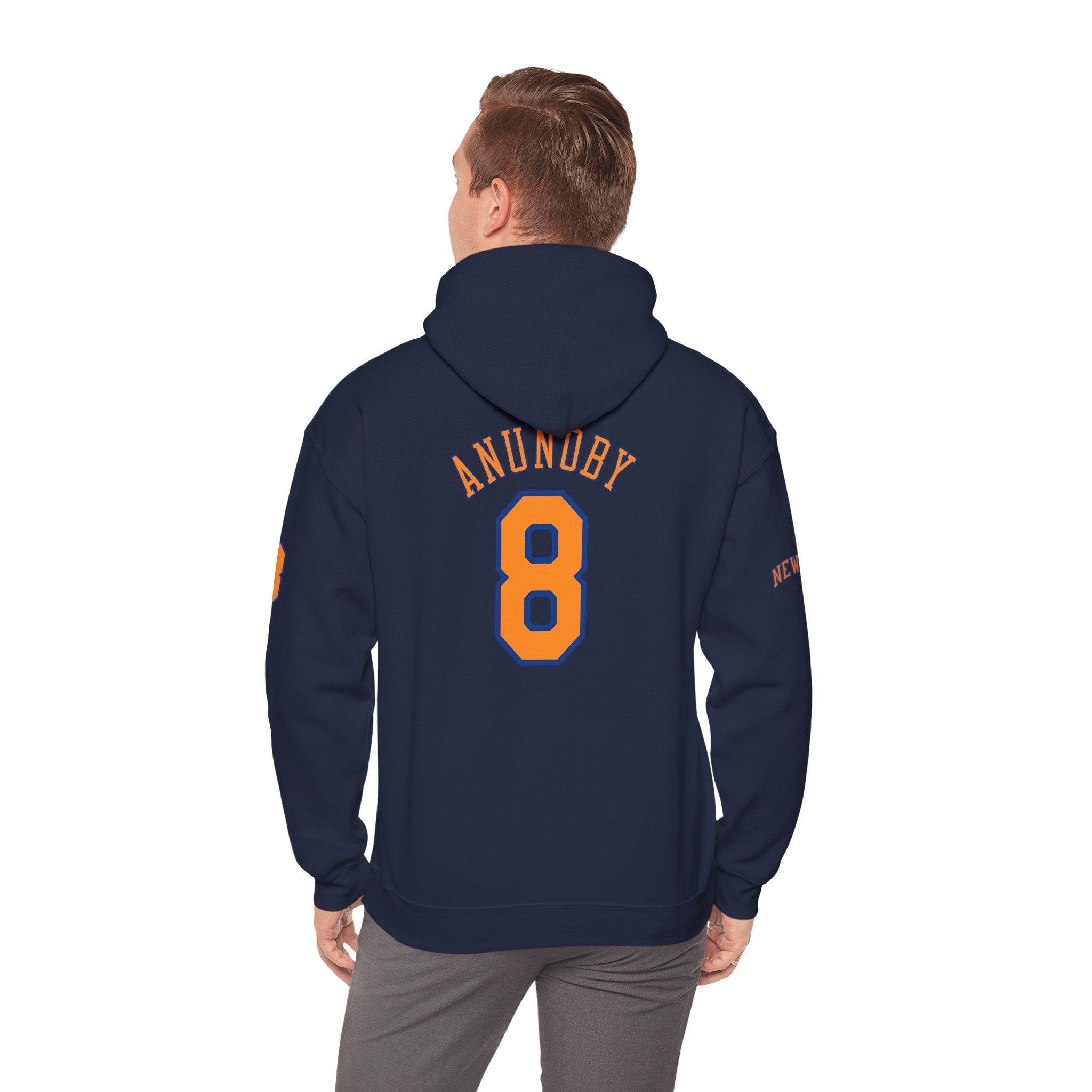 Knicks #8 Anunoby Basketball Hoodie — NYR Team Logo Back Number Sweatshirt