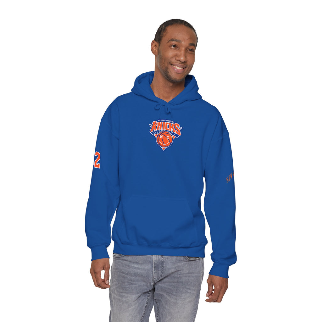 New York Knicks Retro Logo Hoodie — 32 Jersey Sleeve Basketball Pullover