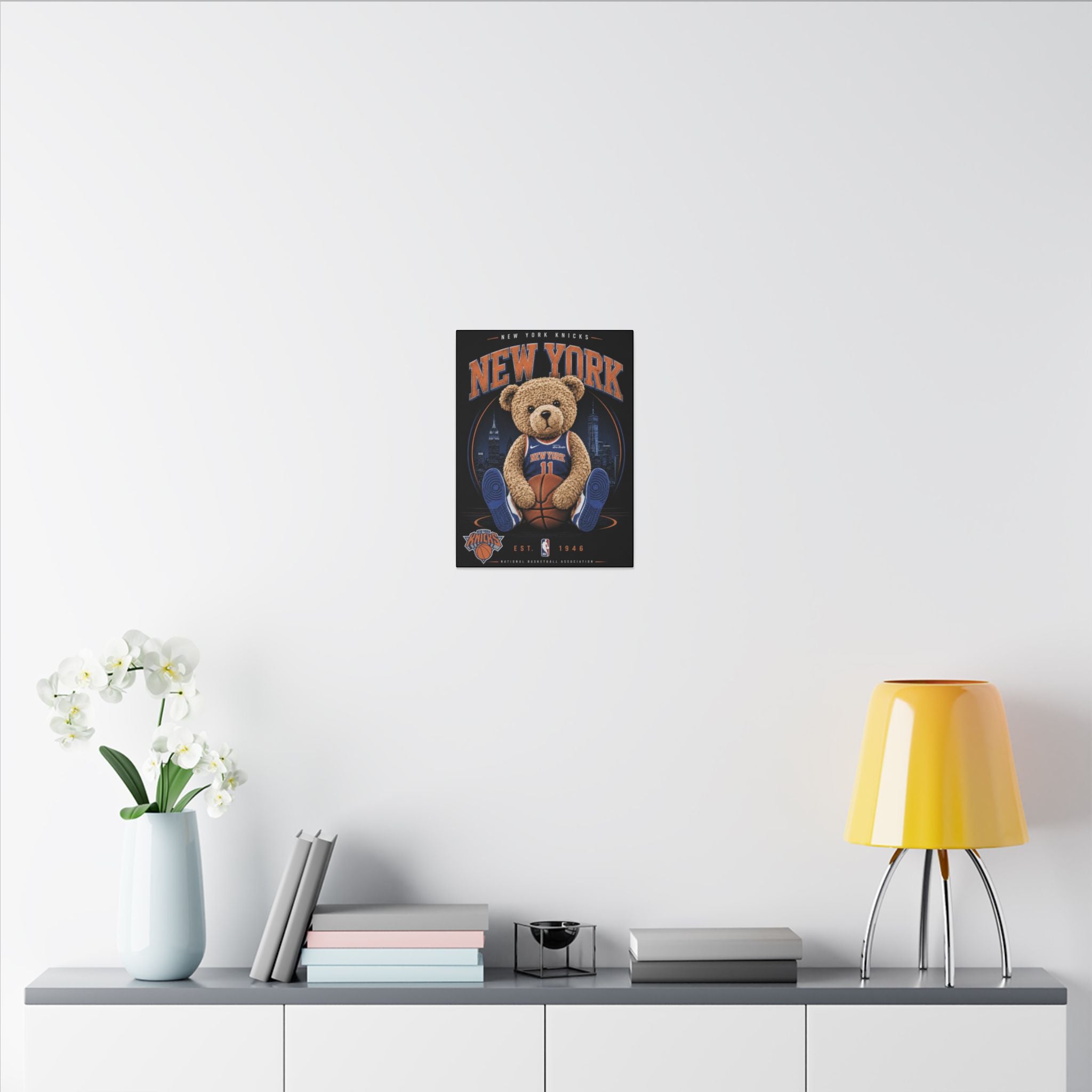*LIMITED TIME* New York Knicks Teddy Bear Canvas Print — NBA Basketball Wall Art