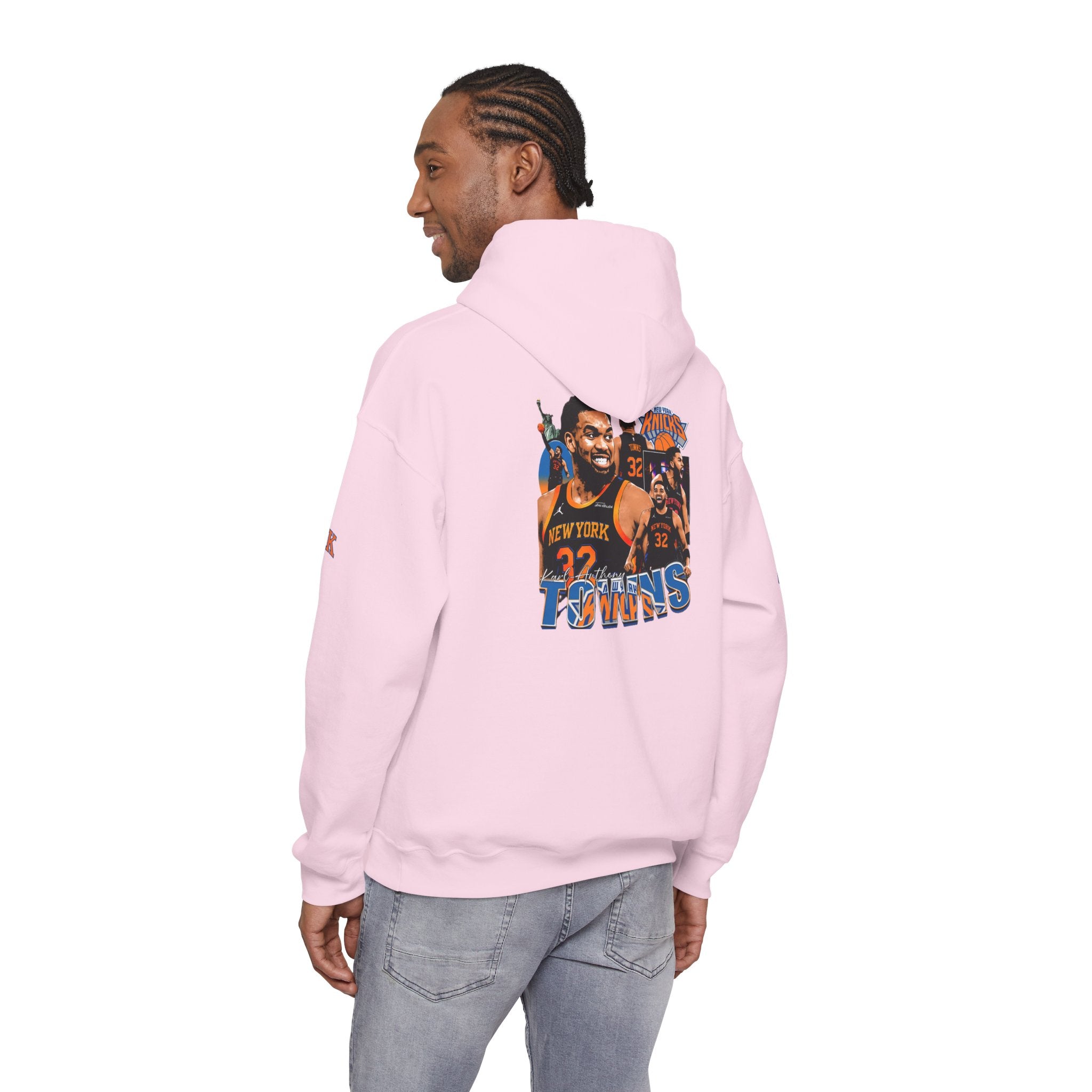New York Knicks Retro Logo Hoodie — 32 Jersey Sleeve Basketball Pullover