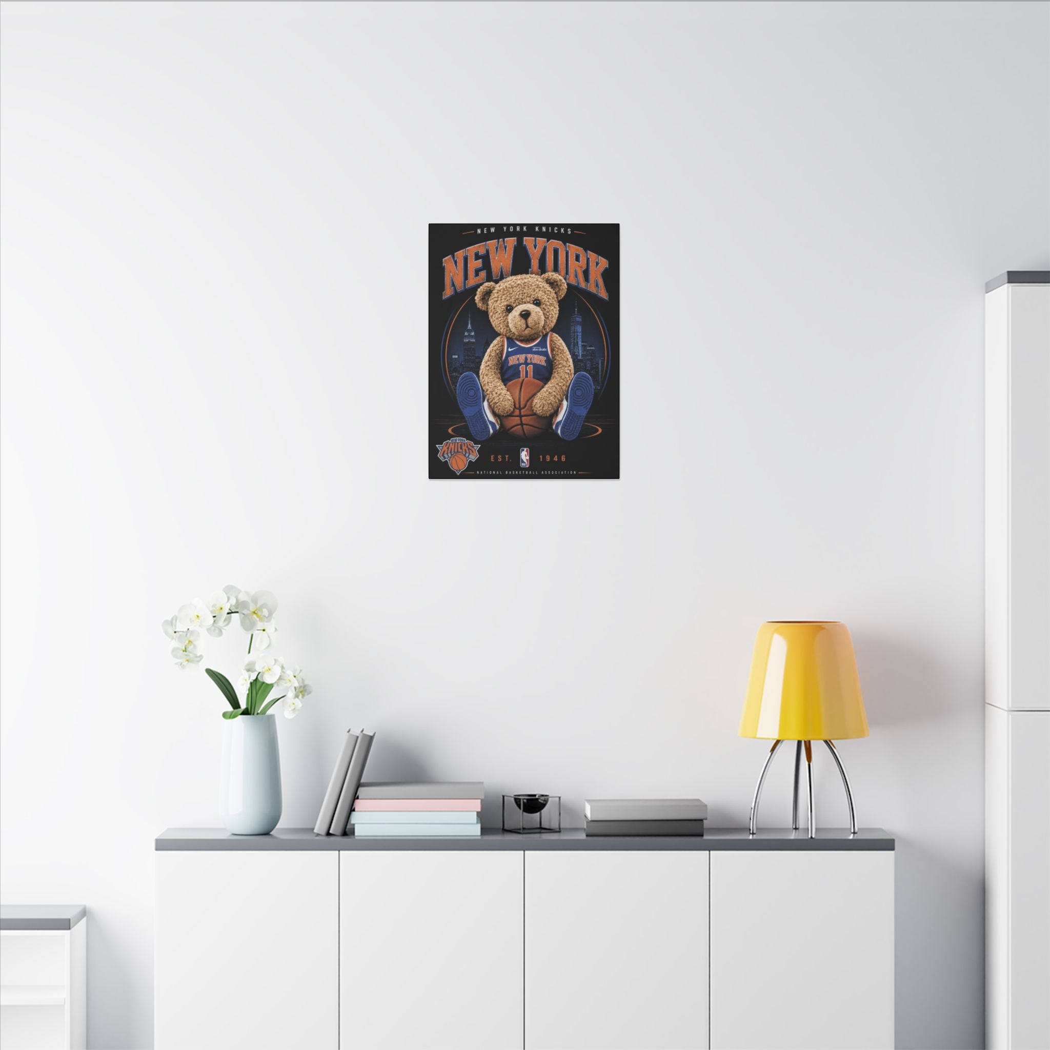 *LIMITED TIME* New York Knicks Teddy Bear Canvas Print — NBA Basketball Wall Art