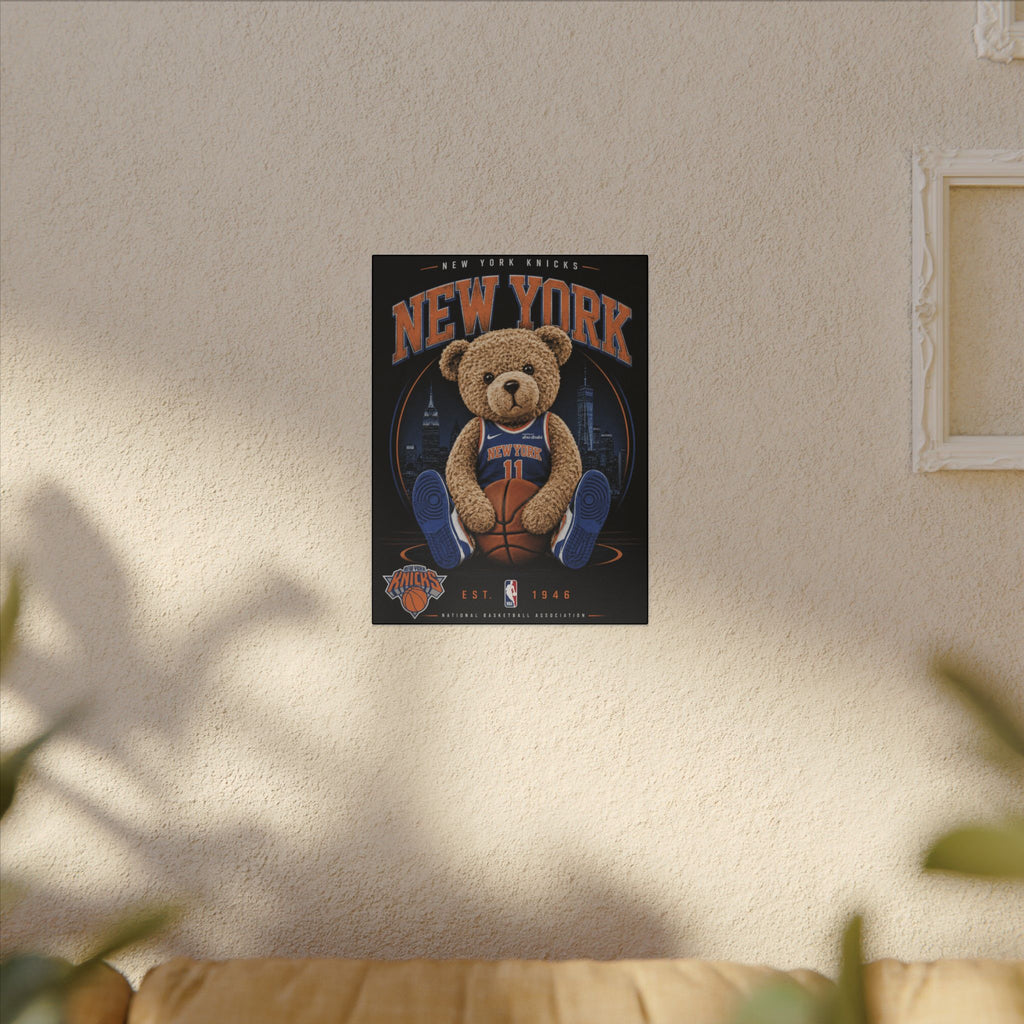 *LIMITED TIME* New York Knicks Teddy Bear Canvas Print — NBA Basketball Wall Art
