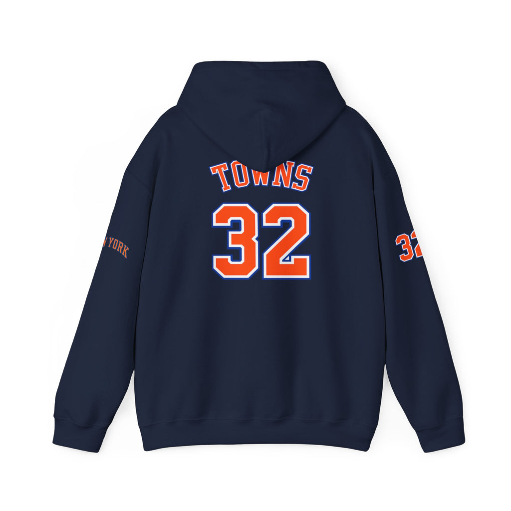 New York Knicks Jersey Hoodie — 'Towns 32' Retro Basketball Pullover