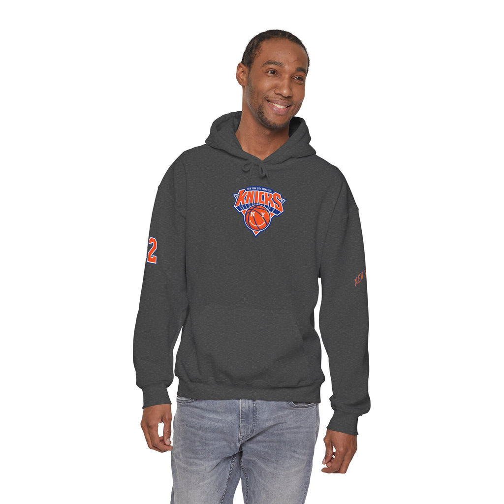 New York Knicks Retro Logo Hoodie — 32 Jersey Sleeve Basketball Pullover