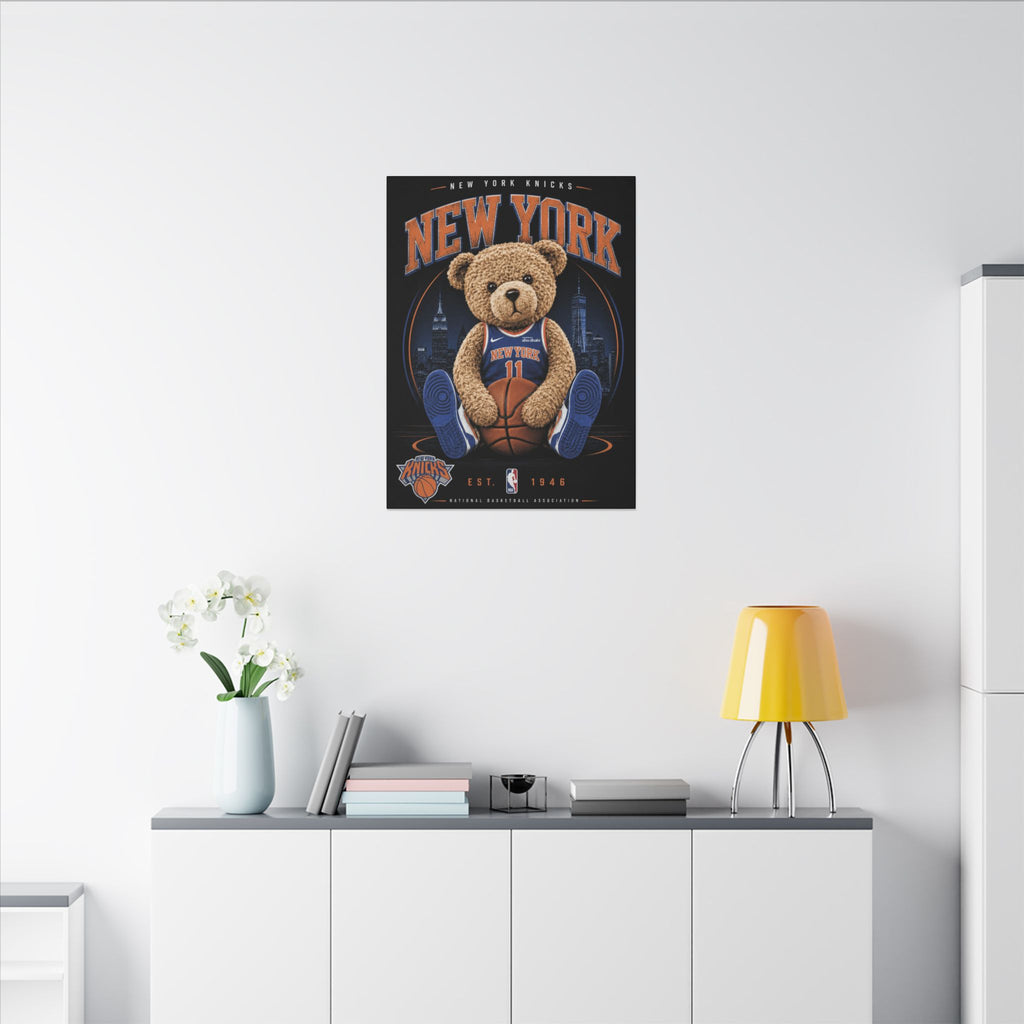 *LIMITED TIME* New York Knicks Teddy Bear Canvas Print — NBA Basketball Wall Art