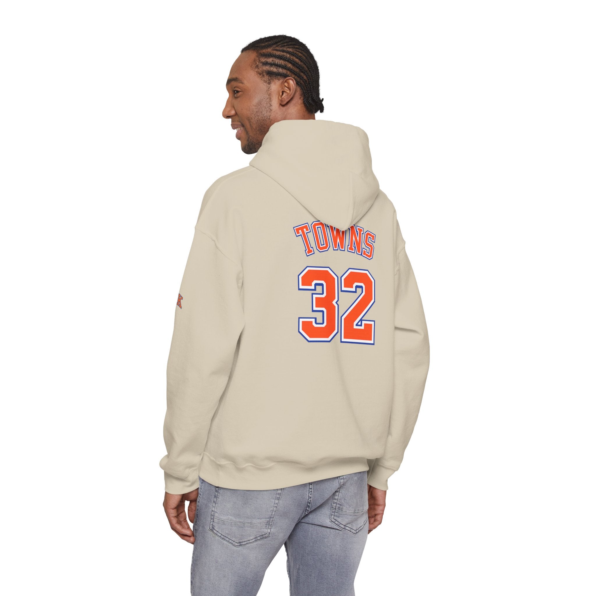 New York Knicks Jersey Hoodie — 'Towns 32' Retro Basketball Pullover
