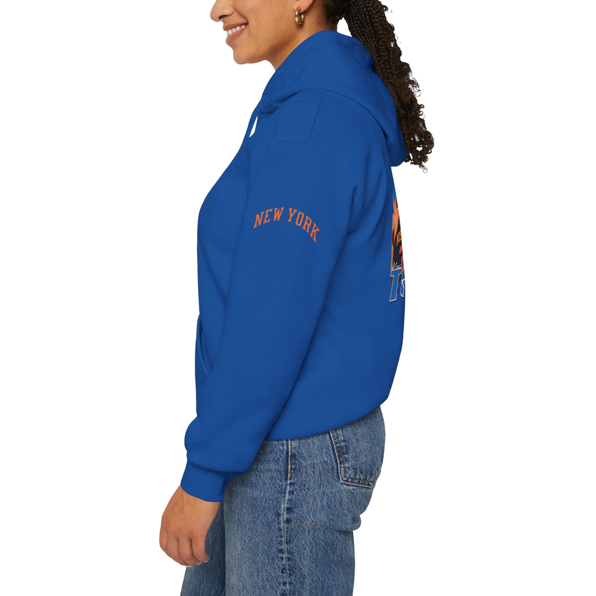 New York Knicks Retro Logo Hoodie — 32 Jersey Sleeve Basketball Pullover