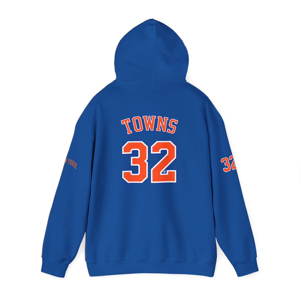 New York Knicks Jersey Hoodie — 'Towns 32' Retro Basketball Pullover