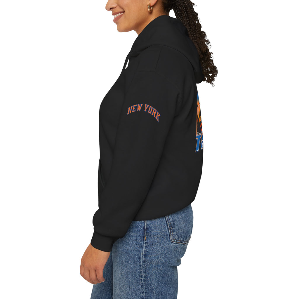 New York Knicks Retro Logo Hoodie — 32 Jersey Sleeve Basketball Pullover