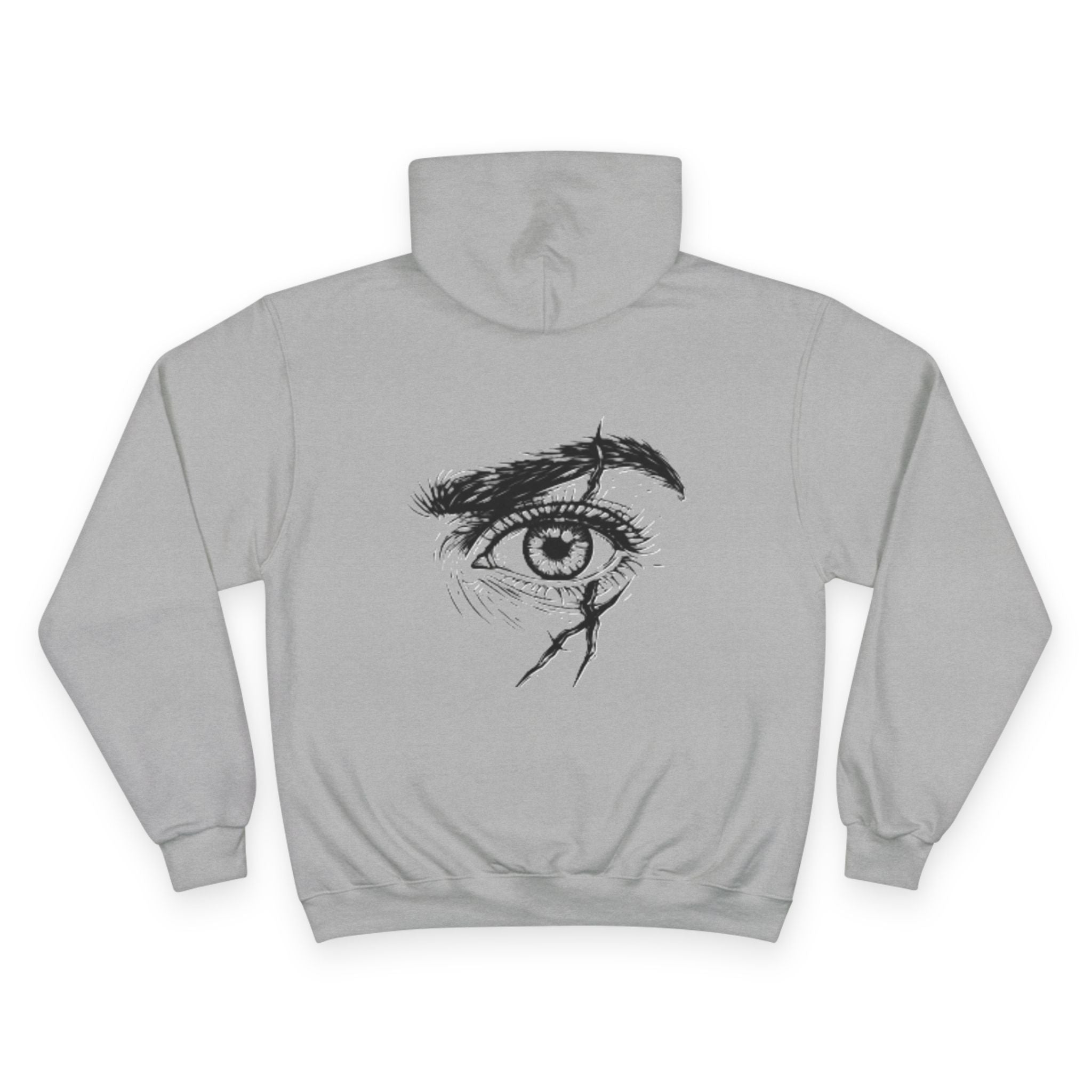 White Hoodie with Sketch Eye Graphic