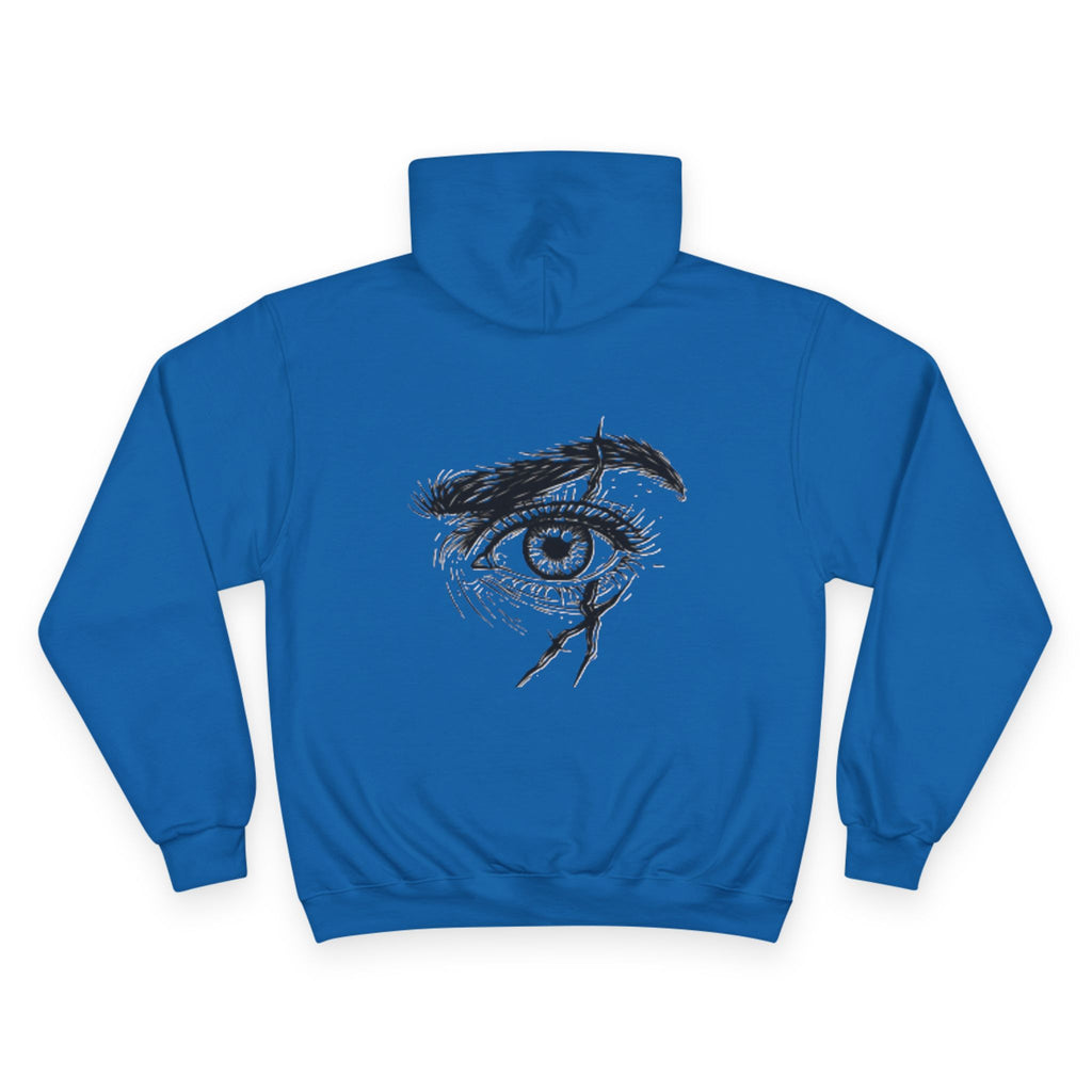 White Hoodie with Sketch Eye Graphic