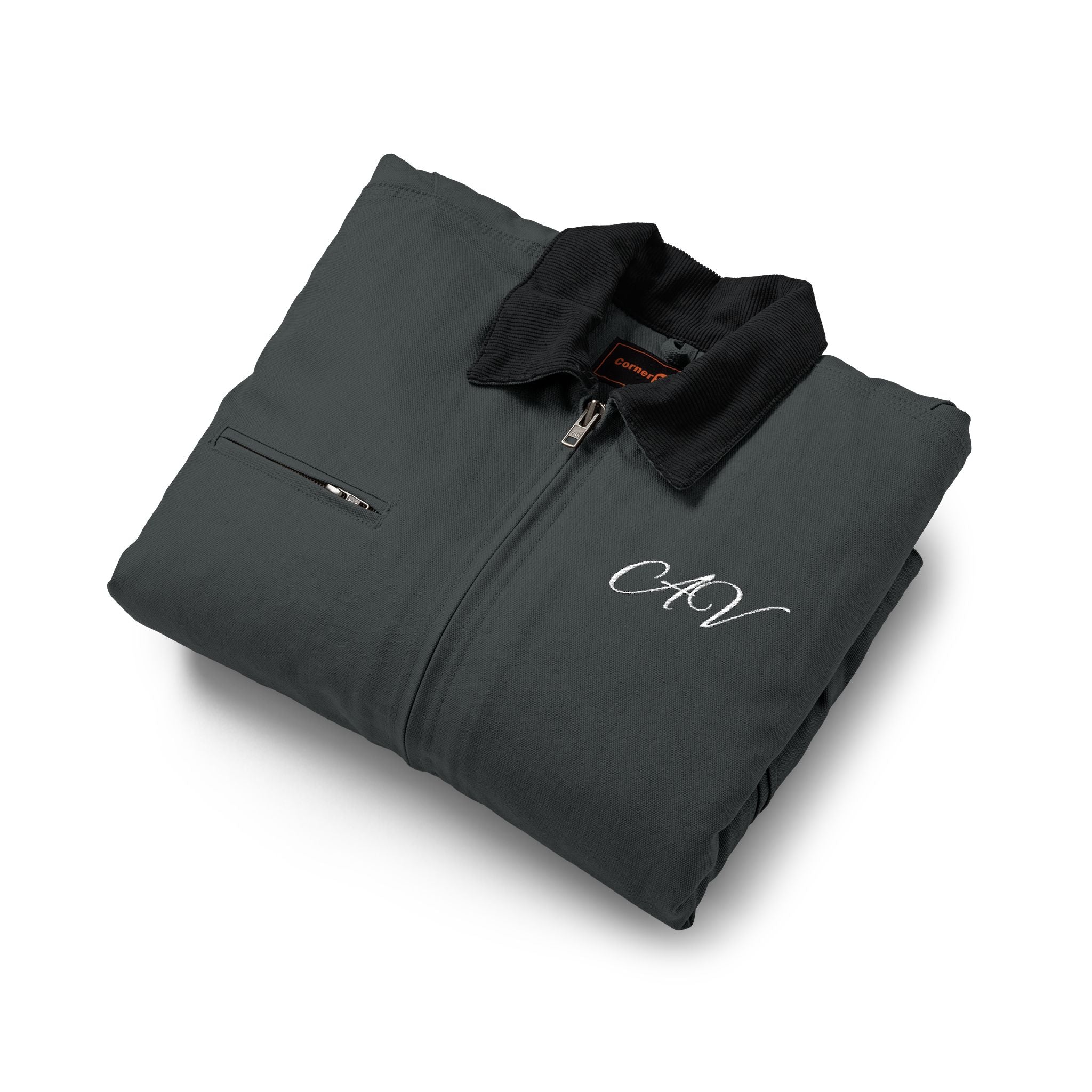 Work Jacket - Black Duck Cloth Jacket with Subtle 'CRT' Script Logo