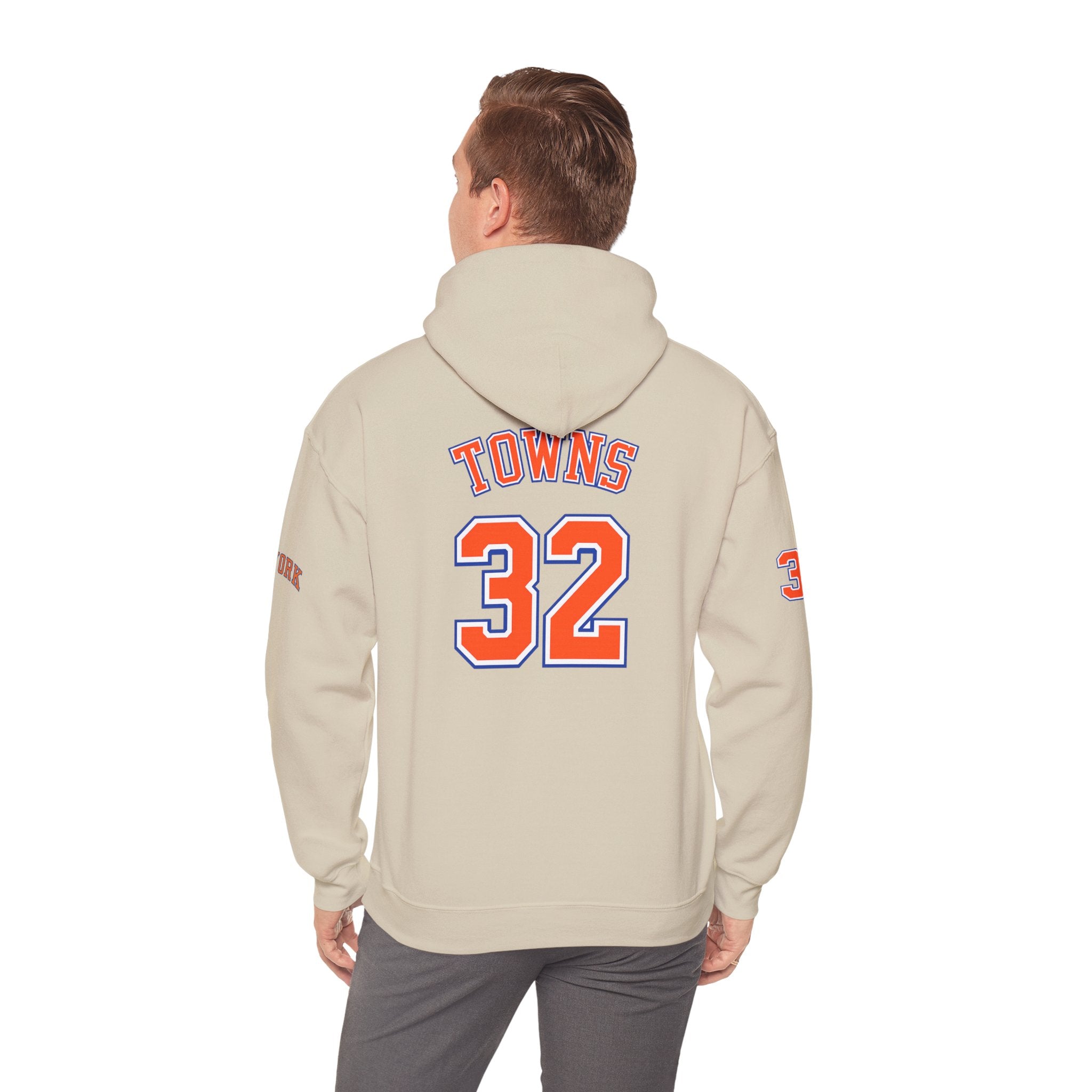 New York Knicks Jersey Hoodie — 'Towns 32' Retro Basketball Pullover