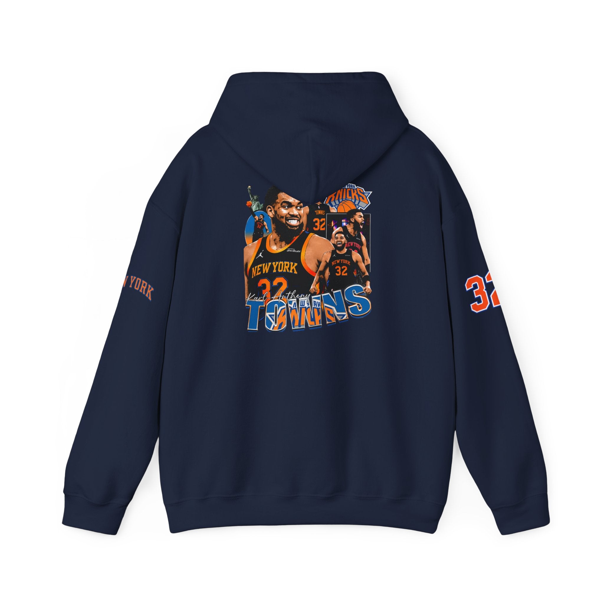New York Knicks Retro Logo Hoodie — 32 Jersey Sleeve Basketball Pullover