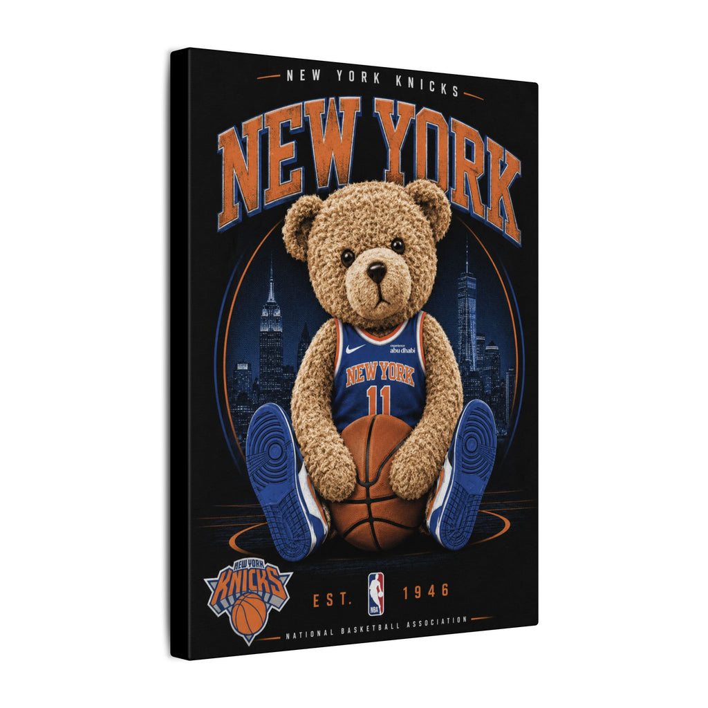 *LIMITED TIME* New York Knicks Teddy Bear Canvas Print — NBA Basketball Wall Art