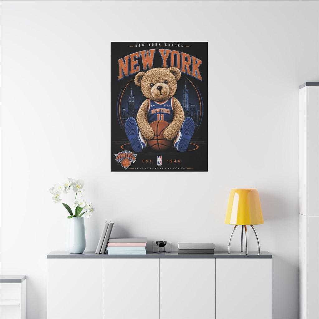*LIMITED TIME* New York Knicks Teddy Bear Canvas Print — NBA Basketball Wall Art