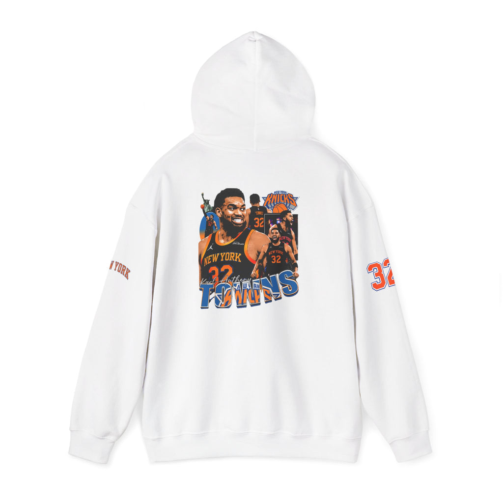 New York Knicks Retro Logo Hoodie — 32 Jersey Sleeve Basketball Pullover