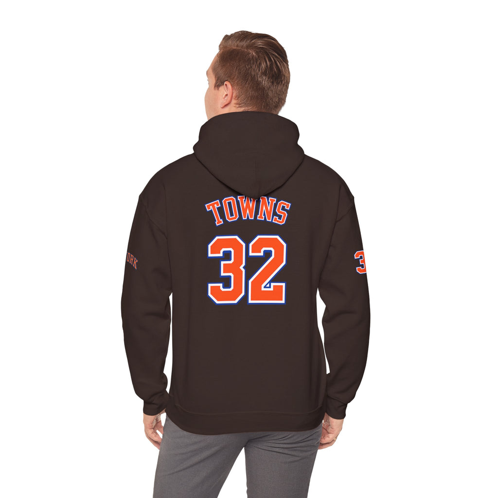 New York Knicks Jersey Hoodie — 'Towns 32' Retro Basketball Pullover