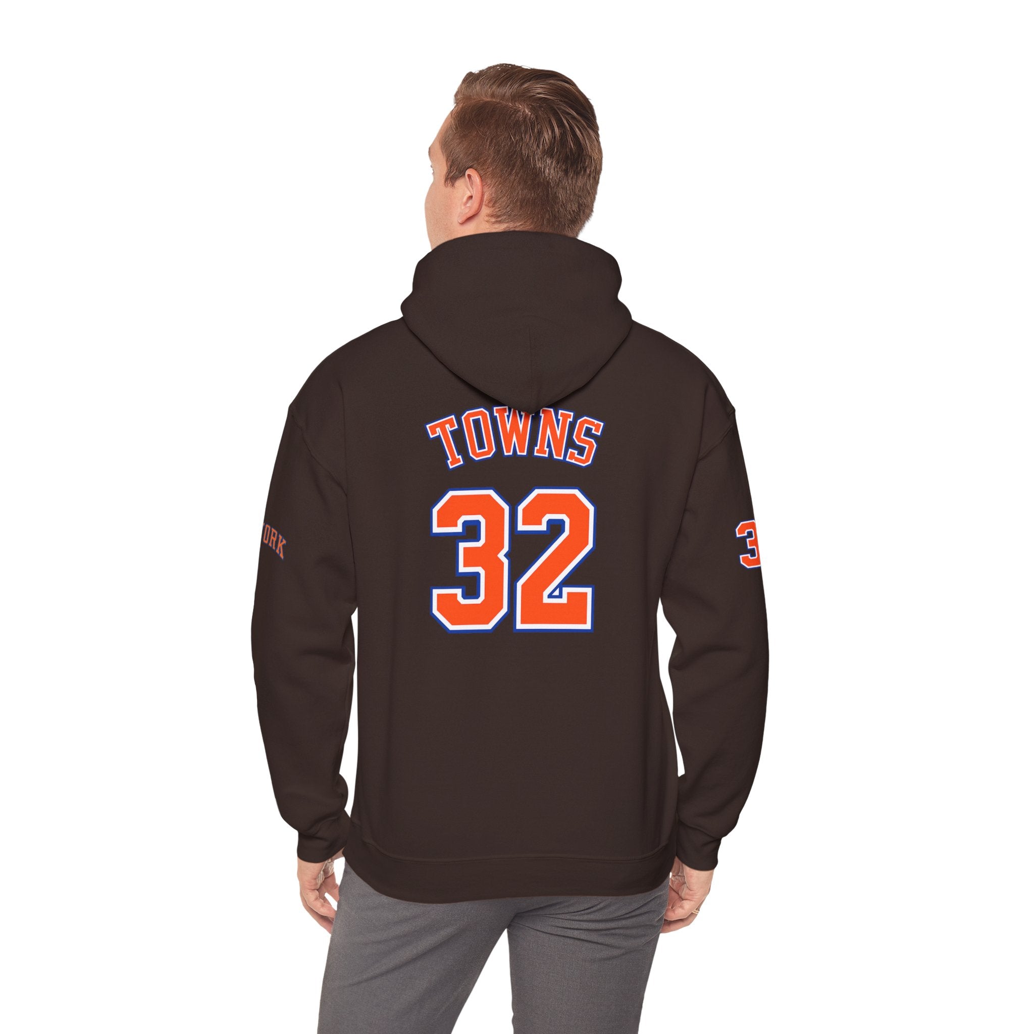New York Knicks Jersey Hoodie — 'Towns 32' Retro Basketball Pullover