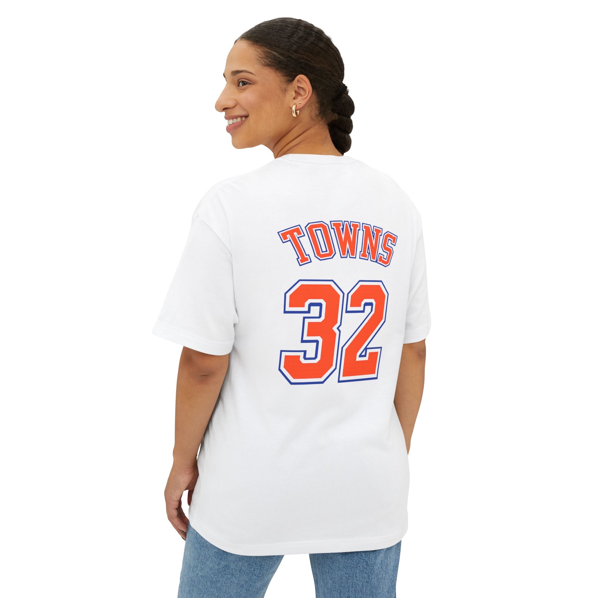 Knicks 'Towns 32' Boxy Tee — Retro Basketball Team Jersey Shirt
