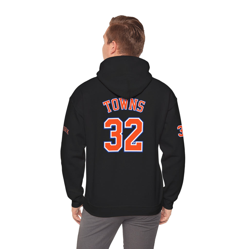 New York Knicks Jersey Hoodie — 'Towns 32' Retro Basketball Pullover