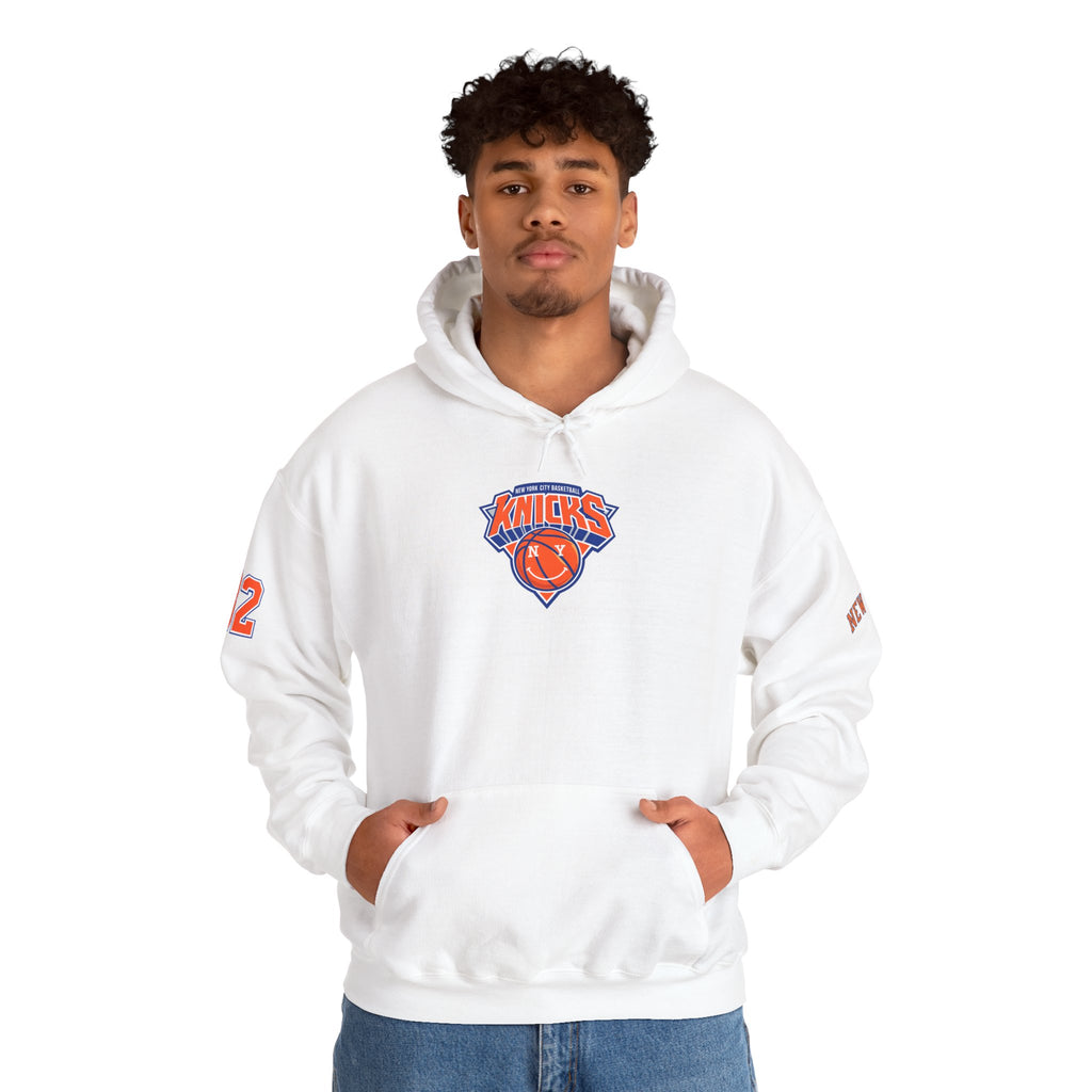 New York Knicks Retro Logo Hoodie — 32 Jersey Sleeve Basketball Pullover