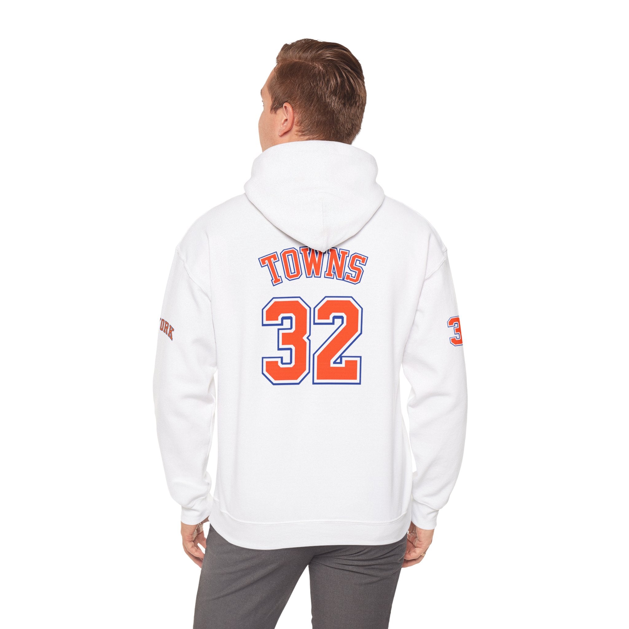 New York Knicks Jersey Hoodie — 'Towns 32' Retro Basketball Pullover