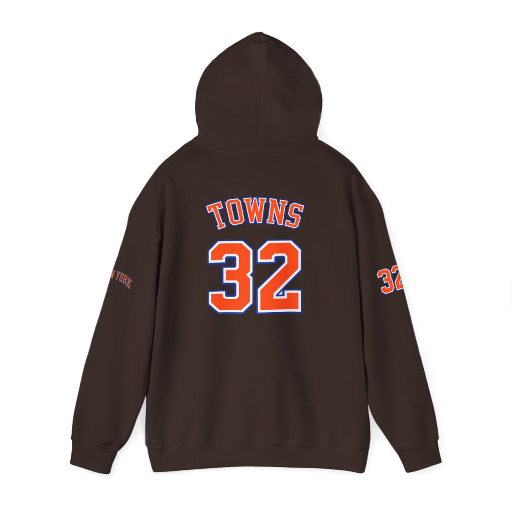 New York Knicks Jersey Hoodie — 'Towns 32' Retro Basketball Pullover