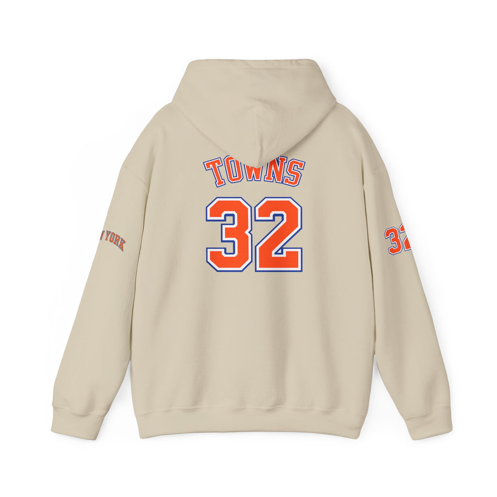 New York Knicks Jersey Hoodie — 'Towns 32' Retro Basketball Pullover