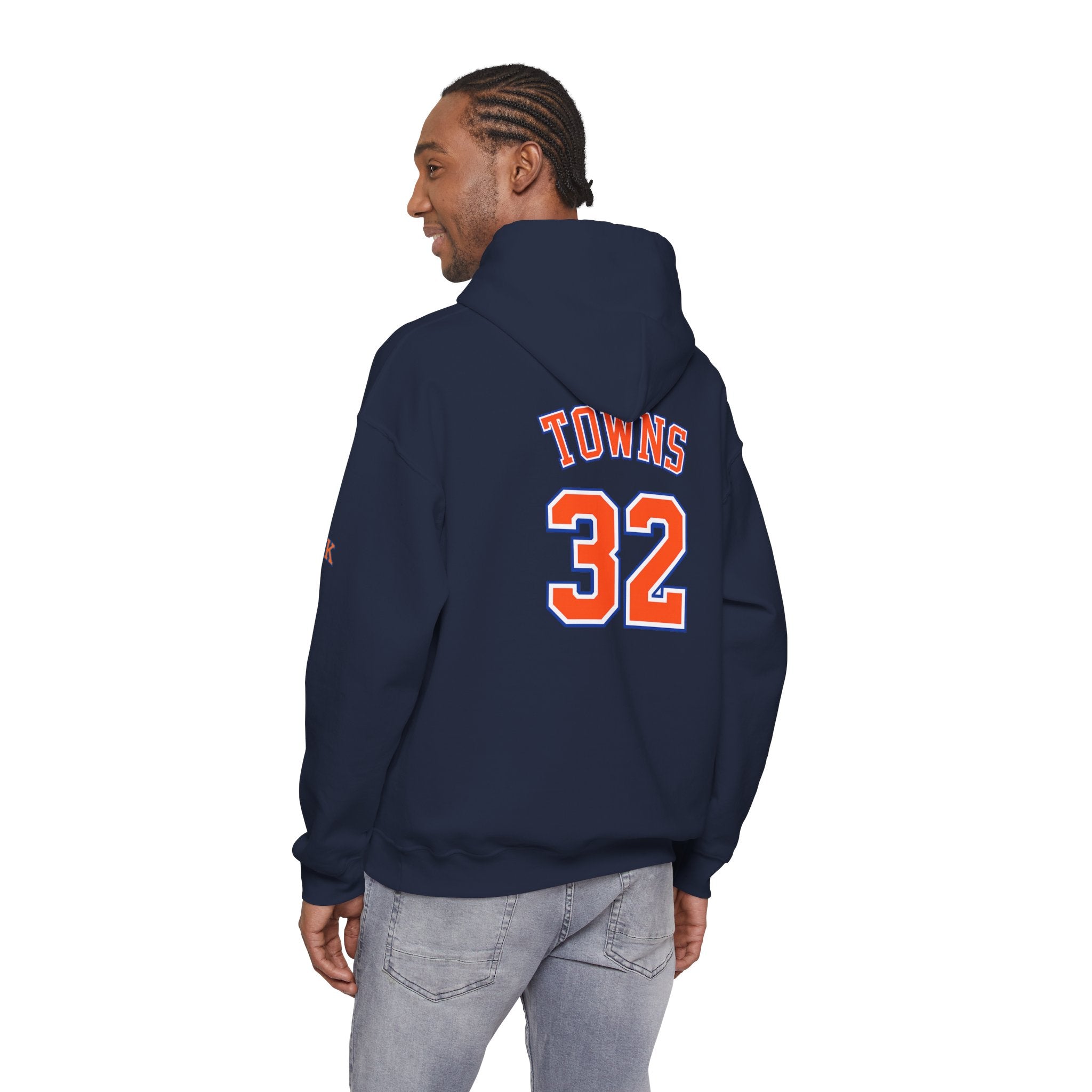 New York Knicks Jersey Hoodie — 'Towns 32' Retro Basketball Pullover