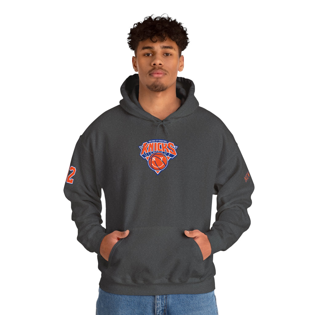 New York Knicks Retro Logo Hoodie — 32 Jersey Sleeve Basketball Pullover