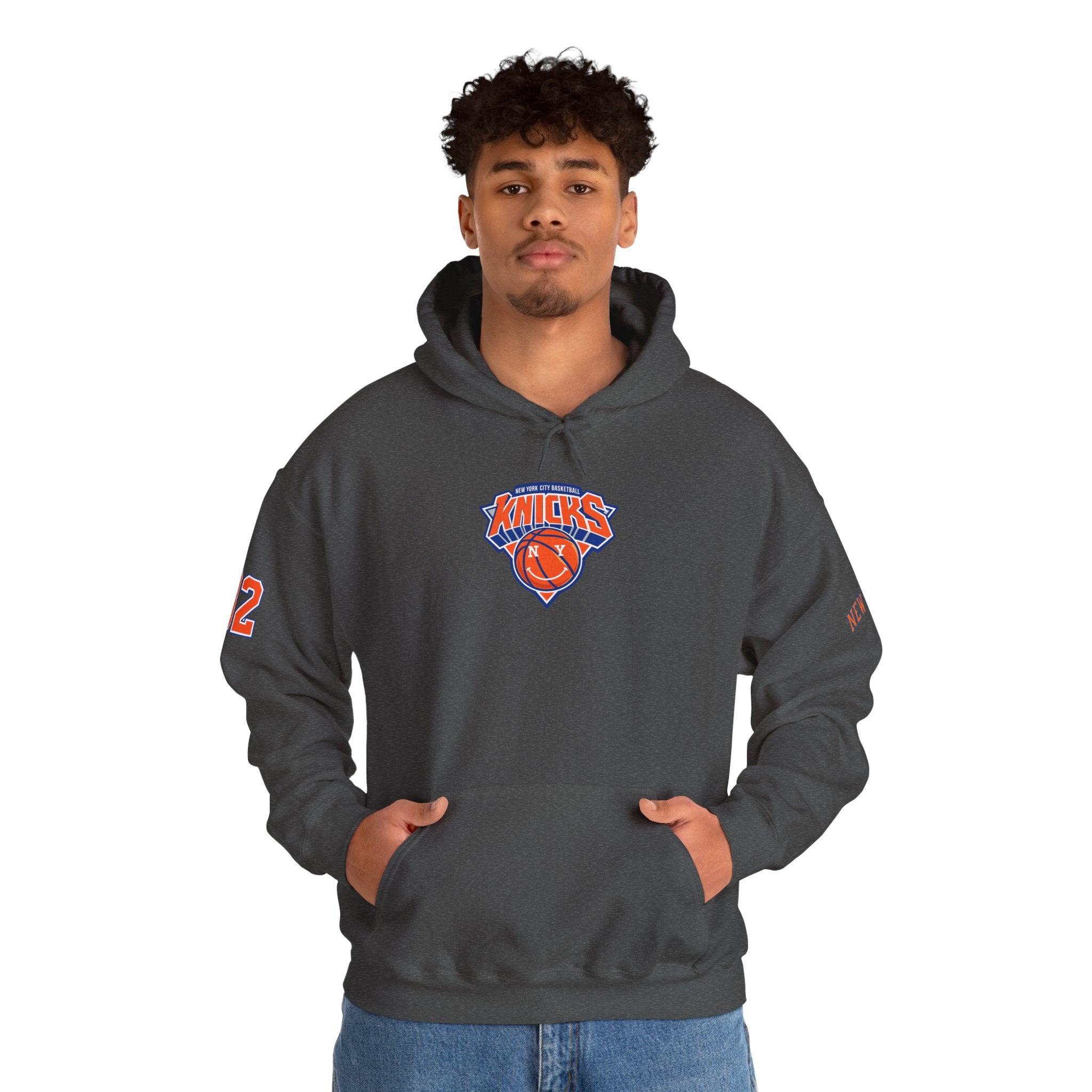 New York Knicks Retro Logo Hoodie — 32 Jersey Sleeve Basketball Pullover
