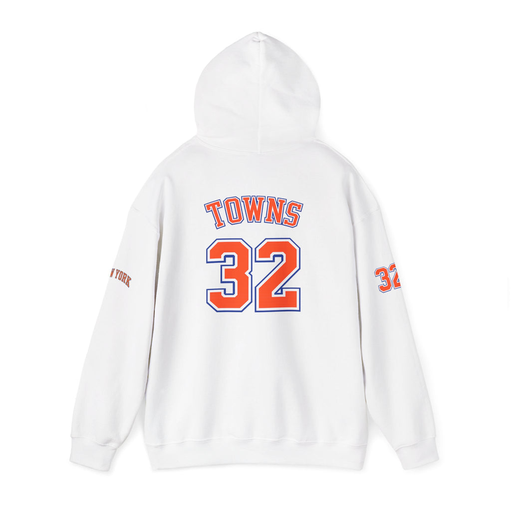 New York Knicks Jersey Hoodie — 'Towns 32' Retro Basketball Pullover
