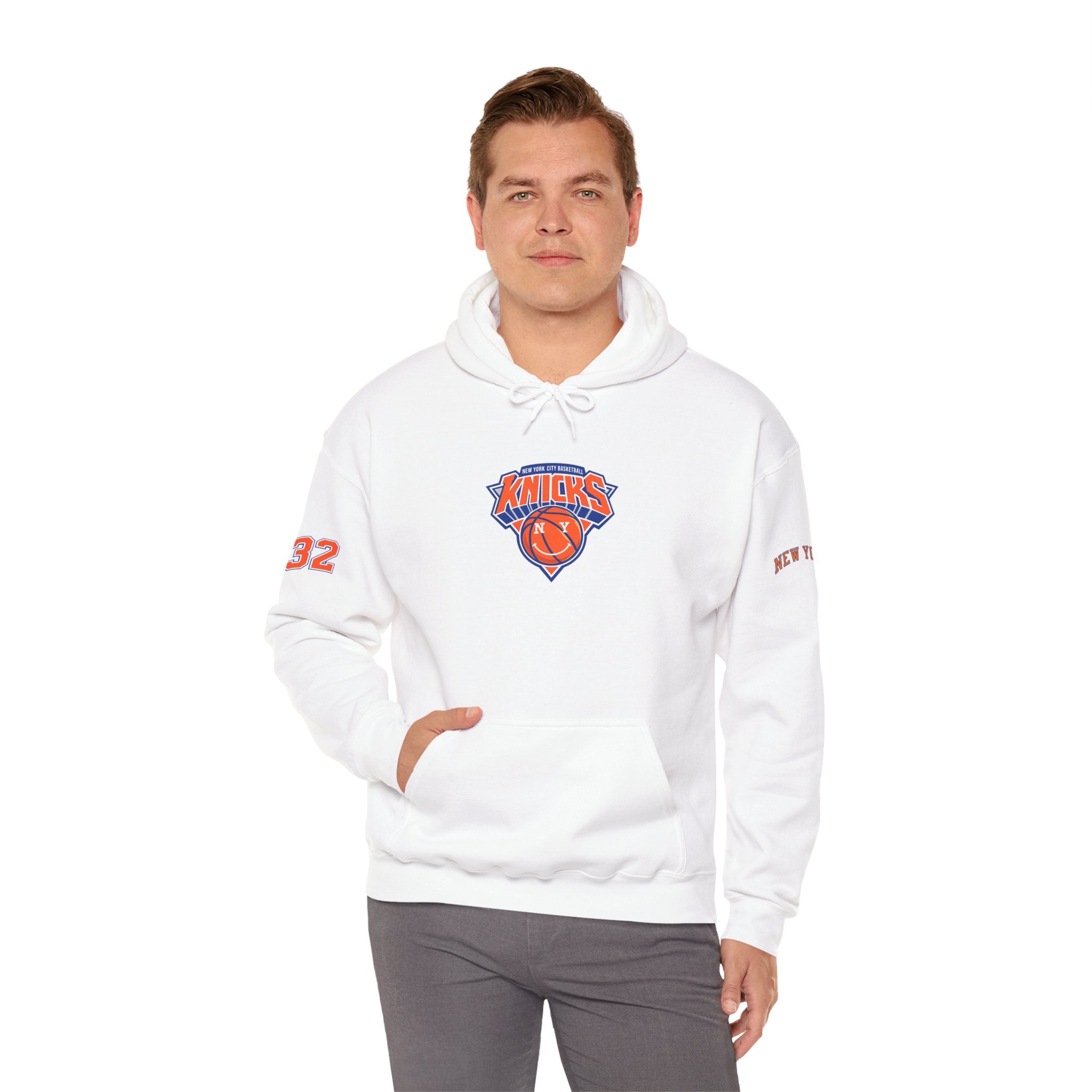 New York Knicks Jersey Hoodie — 'Towns 32' Retro Basketball Pullover