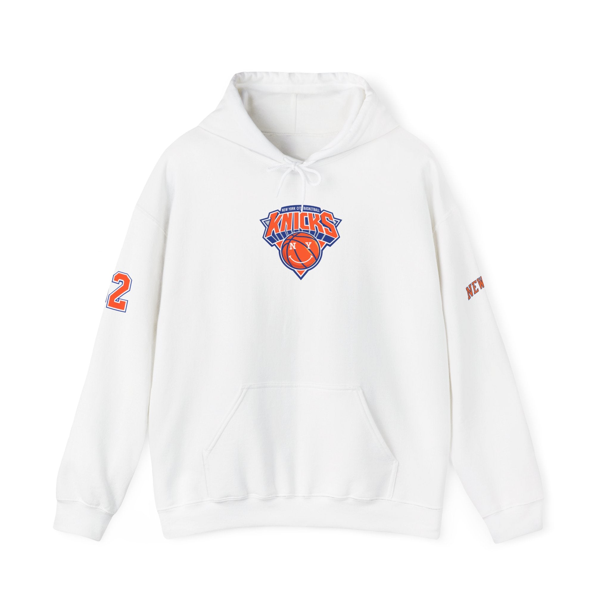 New York Knicks Retro Logo Hoodie — 32 Jersey Sleeve Basketball Pullover