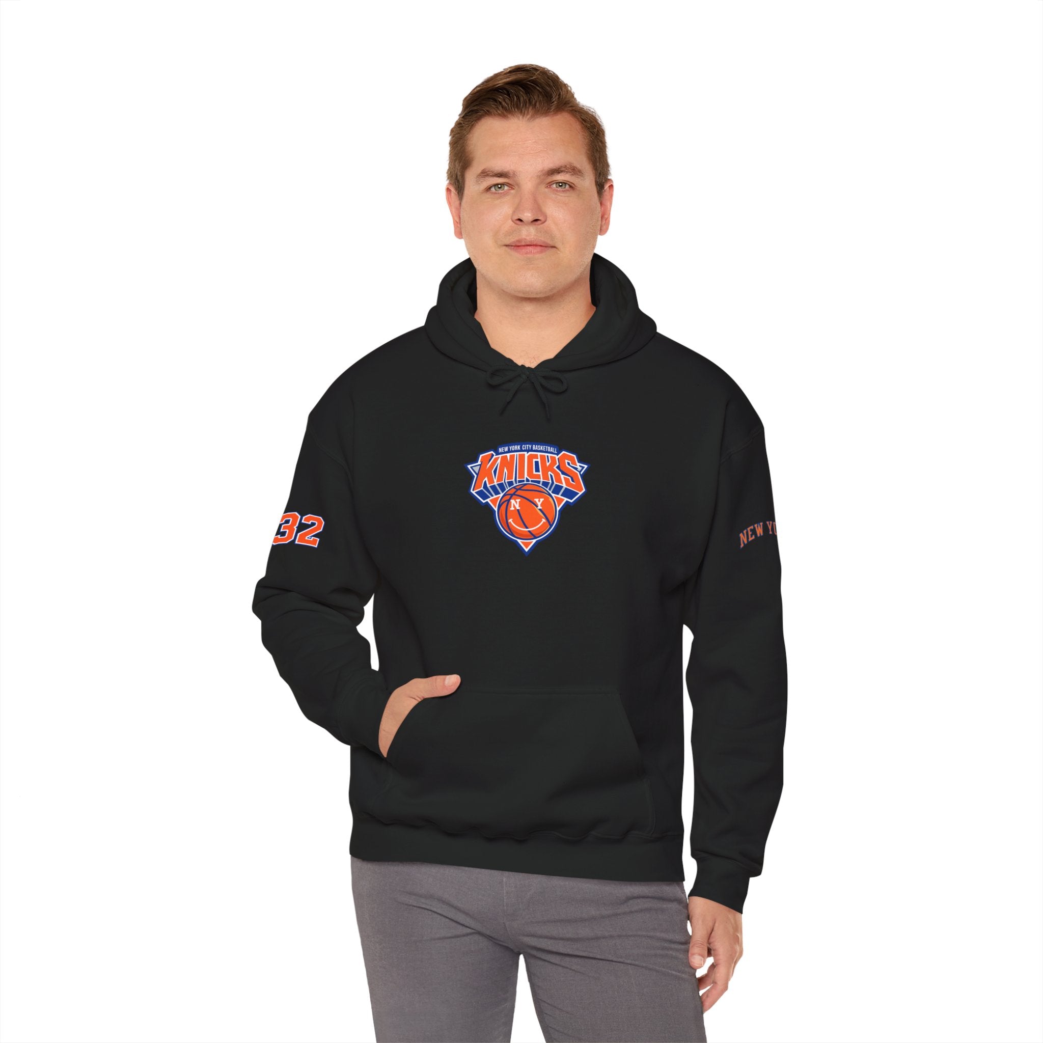 New York Knicks Jersey Hoodie — 'Towns 32' Retro Basketball Pullover