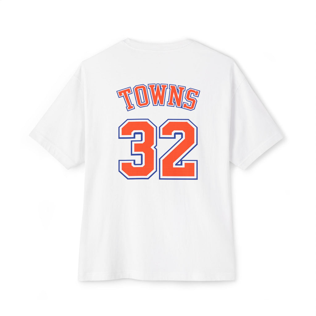 Knicks 'Towns 32' Boxy Tee — Retro Basketball Team Jersey Shirt