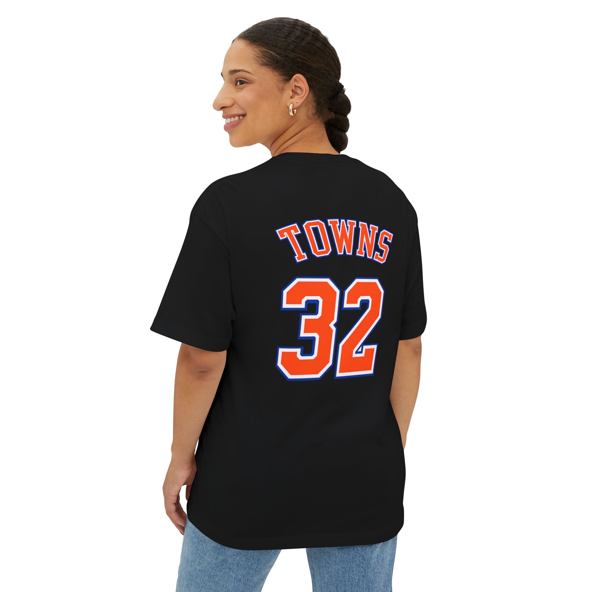 Knicks 'Towns 32' Boxy Tee — Retro Basketball Team Jersey Shirt
