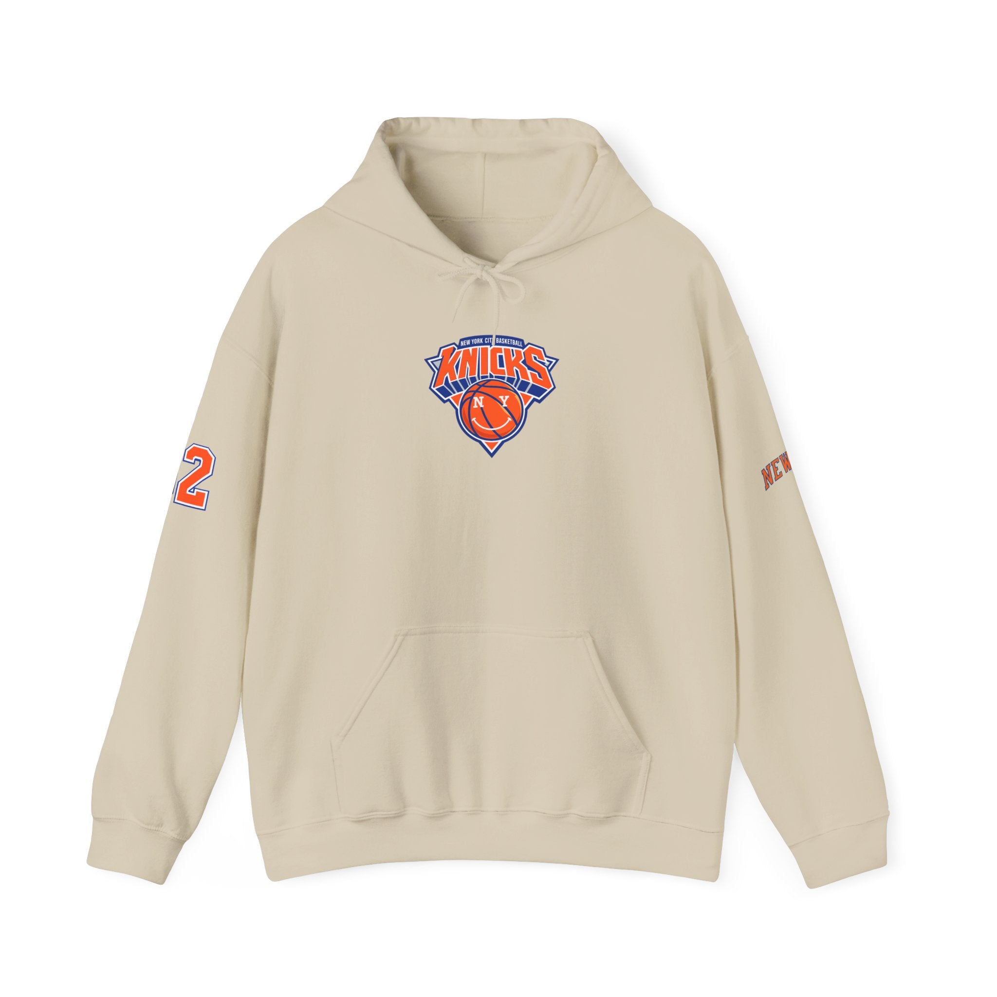 New York Knicks Retro Logo Hoodie — 32 Jersey Sleeve Basketball Pullover