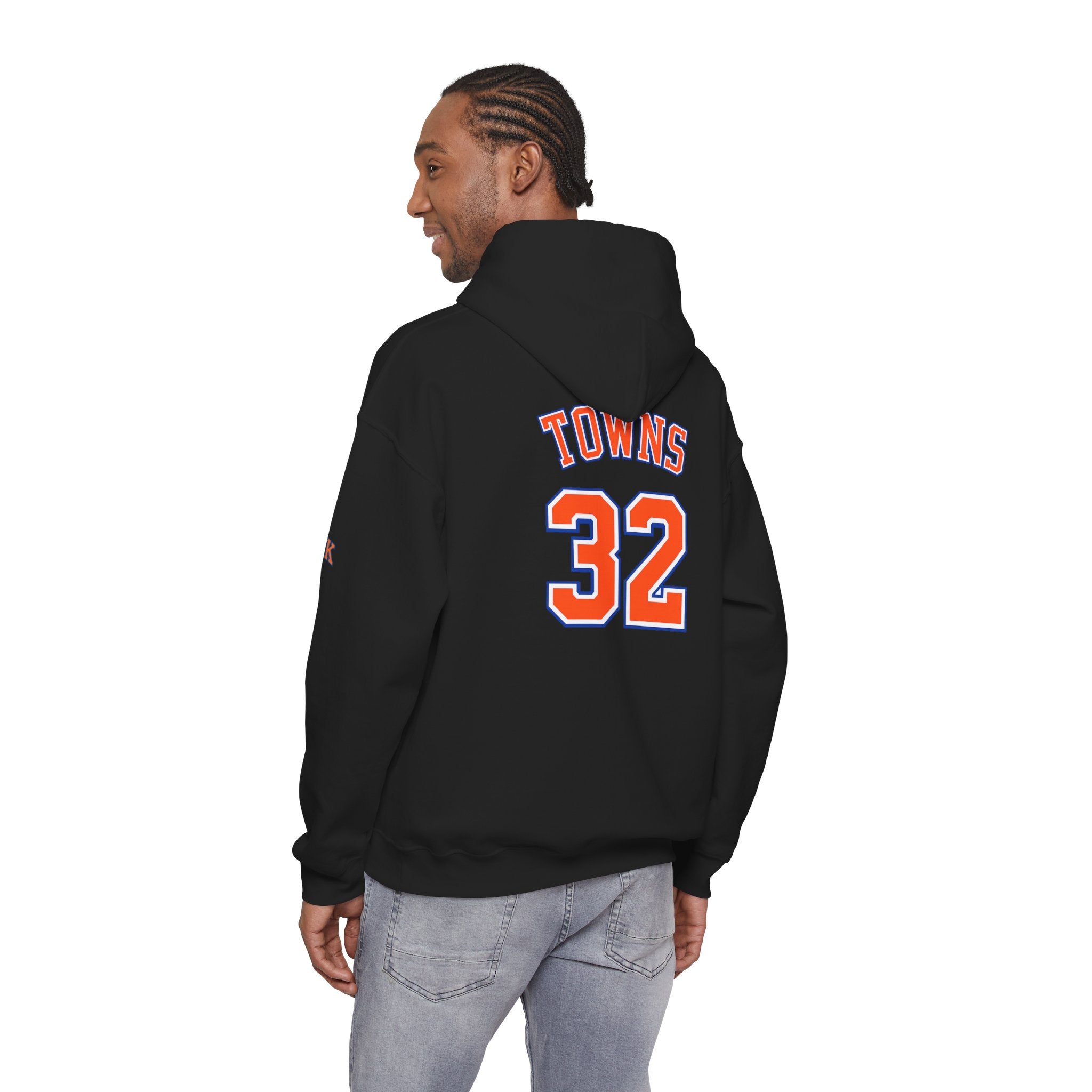 New York Knicks Jersey Hoodie — 'Towns 32' Retro Basketball Pullover