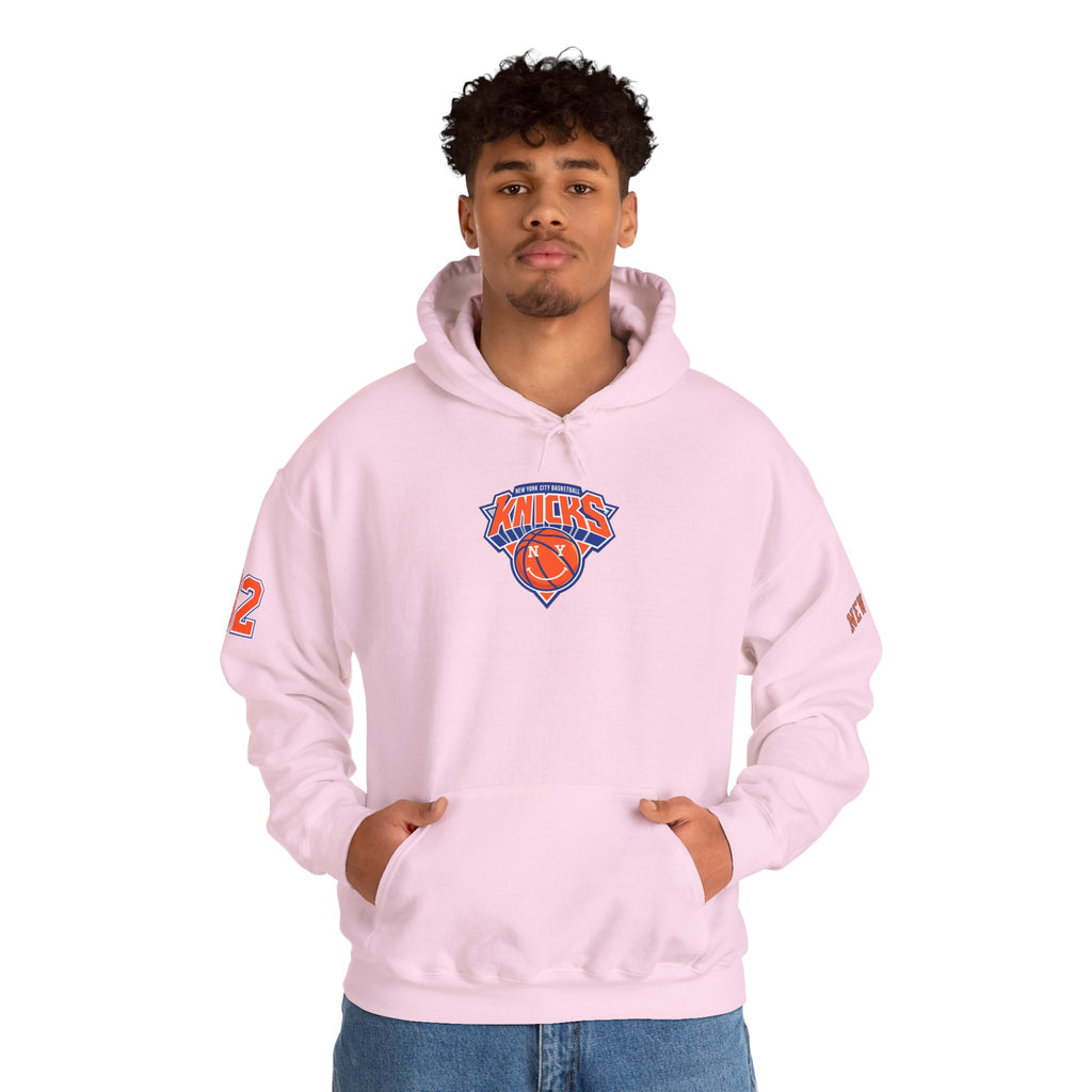 New York Knicks Retro Logo Hoodie — 32 Jersey Sleeve Basketball Pullover