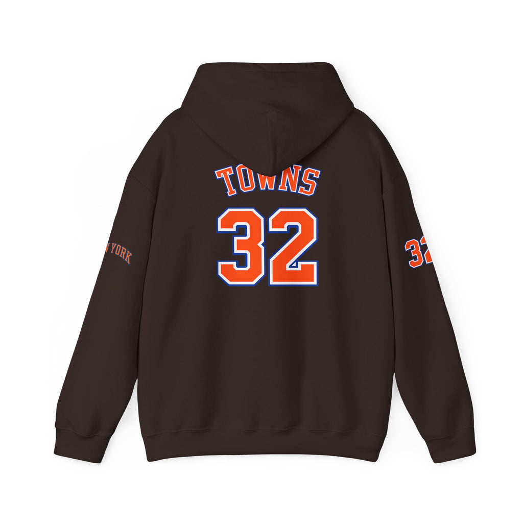New York Knicks Jersey Hoodie — 'Towns 32' Retro Basketball Pullover