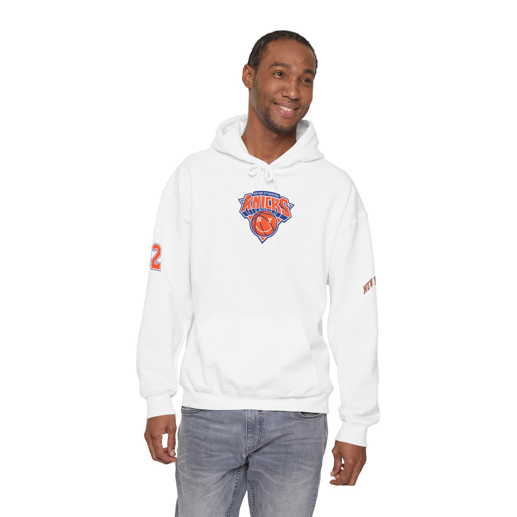 New York Knicks Retro Logo Hoodie — 32 Jersey Sleeve Basketball Pullover