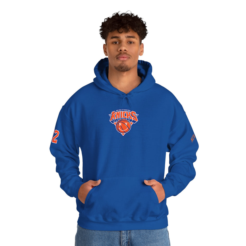 New York Knicks Retro Logo Hoodie — 32 Jersey Sleeve Basketball Pullover